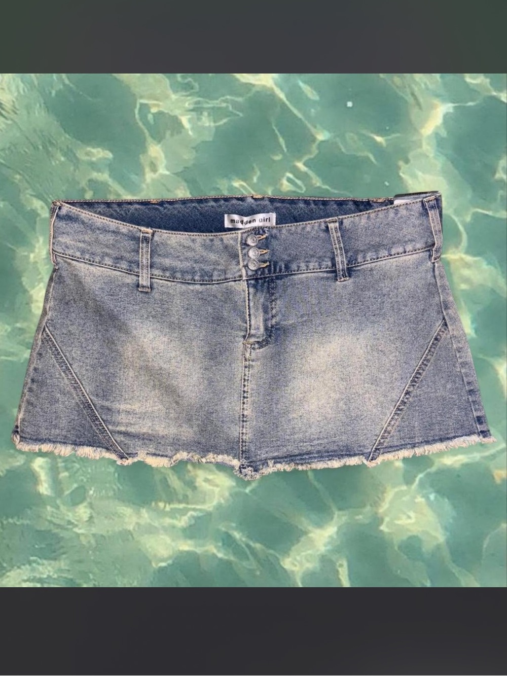 Madden Girl Vintage Wash Raw Hem Mini Skirt XL NWT